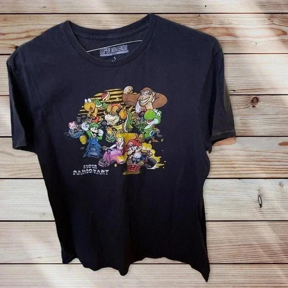 SUPER NINTENDO SIZE LARGE BLACK TEE WITH THE GANG - Picture 1 of 3